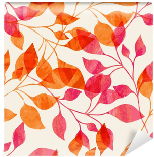 Watercolor Seamless Pattern With Pink And Orange Autumn - Orange Leaves Pattern (400x400), Png Download