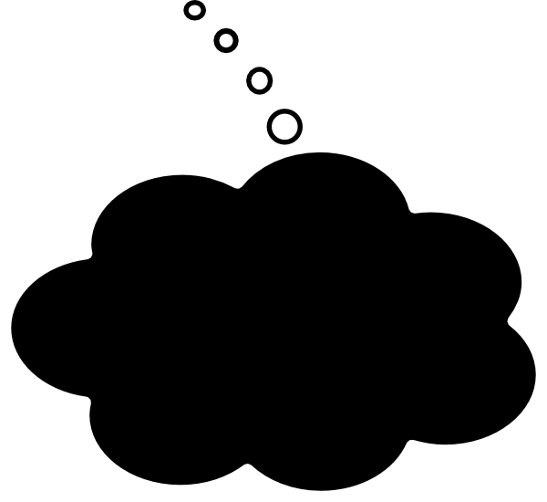 Black Thought Bubble White Line Clip Art - Black Cloud Clip Art (600x550), Png Download