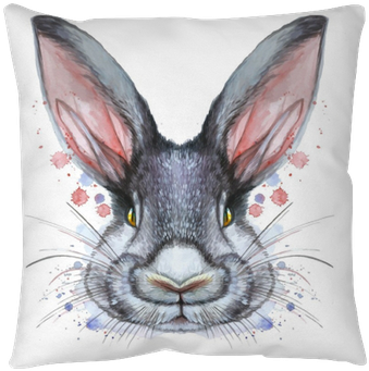 Painted Drawing With Watercolor Portrait Of An Animal - Królik Malowany (400x400), Png Download