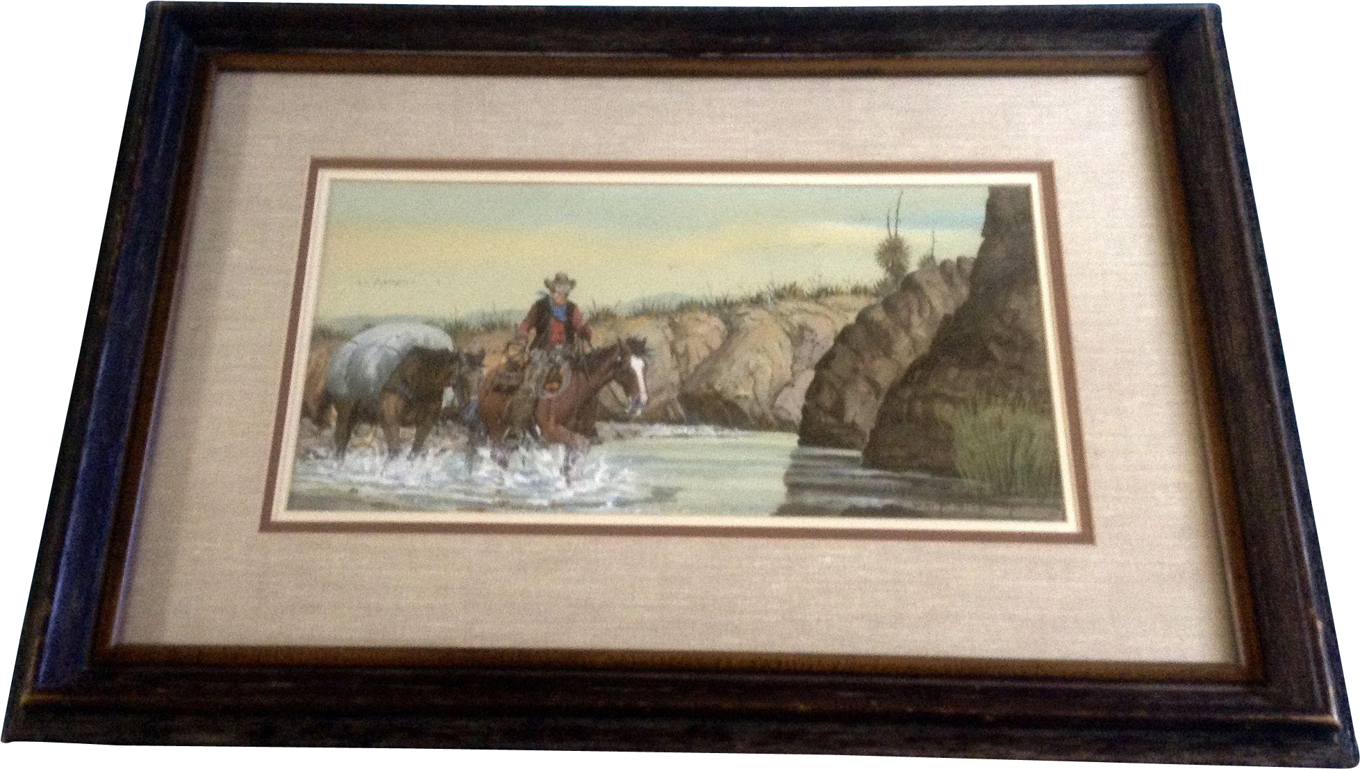 Austin Deuel, Watercolor Painting, Cowboy And His Pack - Painting (1957x1957), Png Download