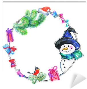 Hand Drawn Christmas Frame - Watercolor Painting (400x400), Png Download