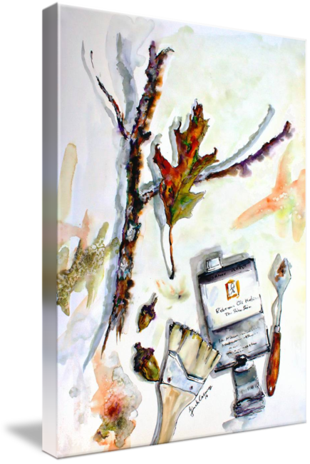 "modern Still Life Artist Tools Acorns Oak Leave" By - Artist (435x650), Png Download