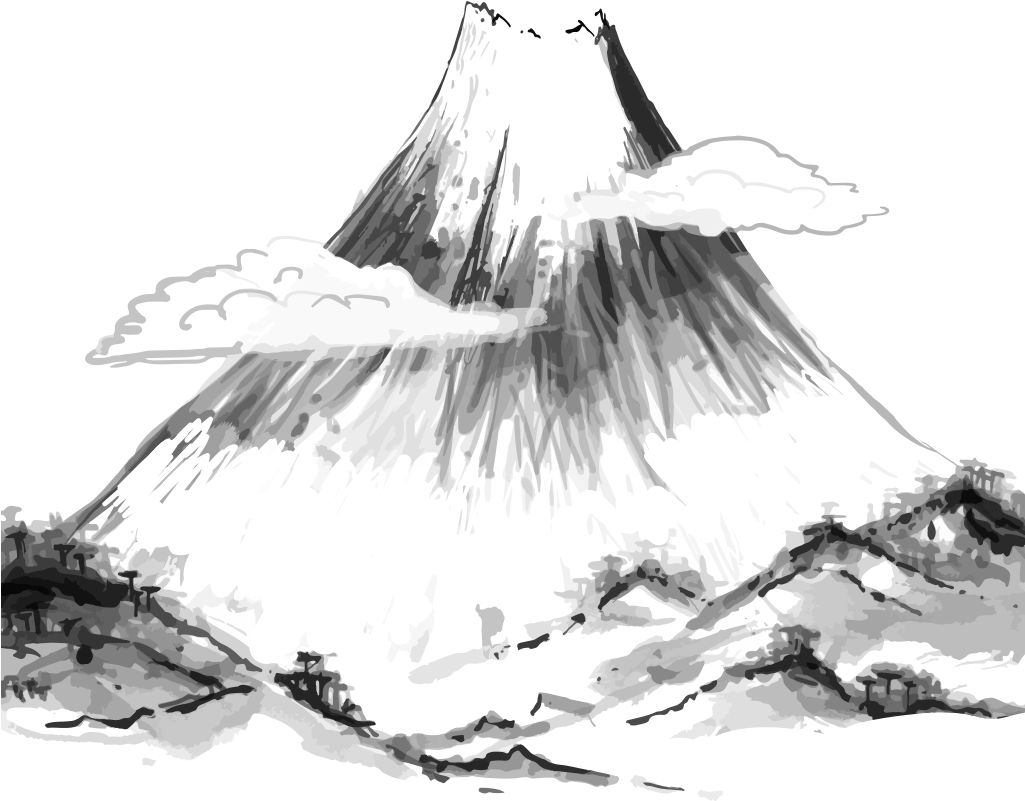 Png Transparent Library Flying Drawing Ink - Japanese Painting Black And White (1024x1024), Png Download