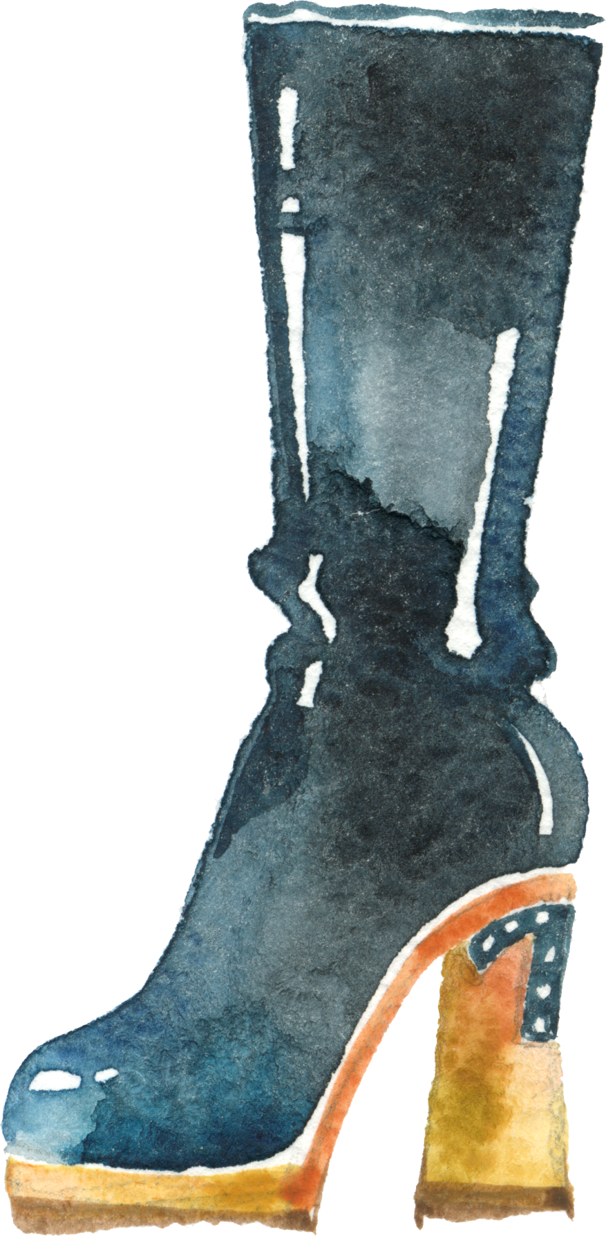 Fashionwatercolorclipart - Watercolor Painting (877x1787), Png Download