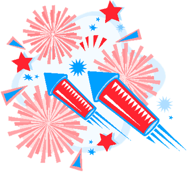 Png Transparent Library Th Of Fireworks Clipart Group - 4th July Clip Art Fireworks (648x592), Png Download