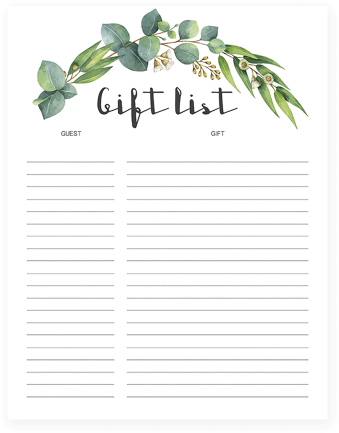 Printable Gift Tracker With Watercolor Green Leaves - Watercolor Green Leaf Png (819x1024), Png Download