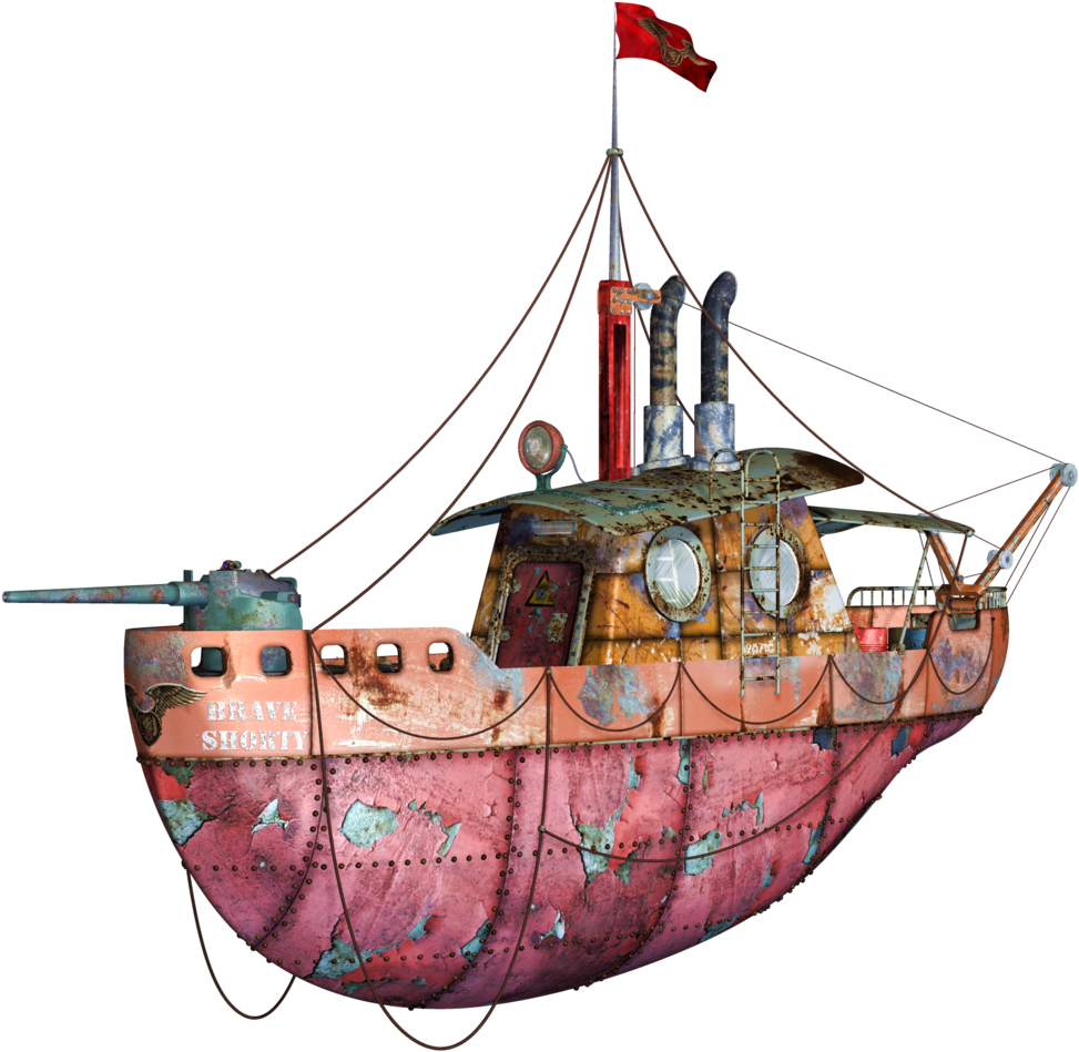 Flying Tug Boat Png Stock By Roys - Steampunk Boat (1024x989), Png Download
