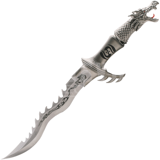 Mc Fm 421s - Silver Flaming Dragon Knife By Tom Anderson (611x611), Png Download