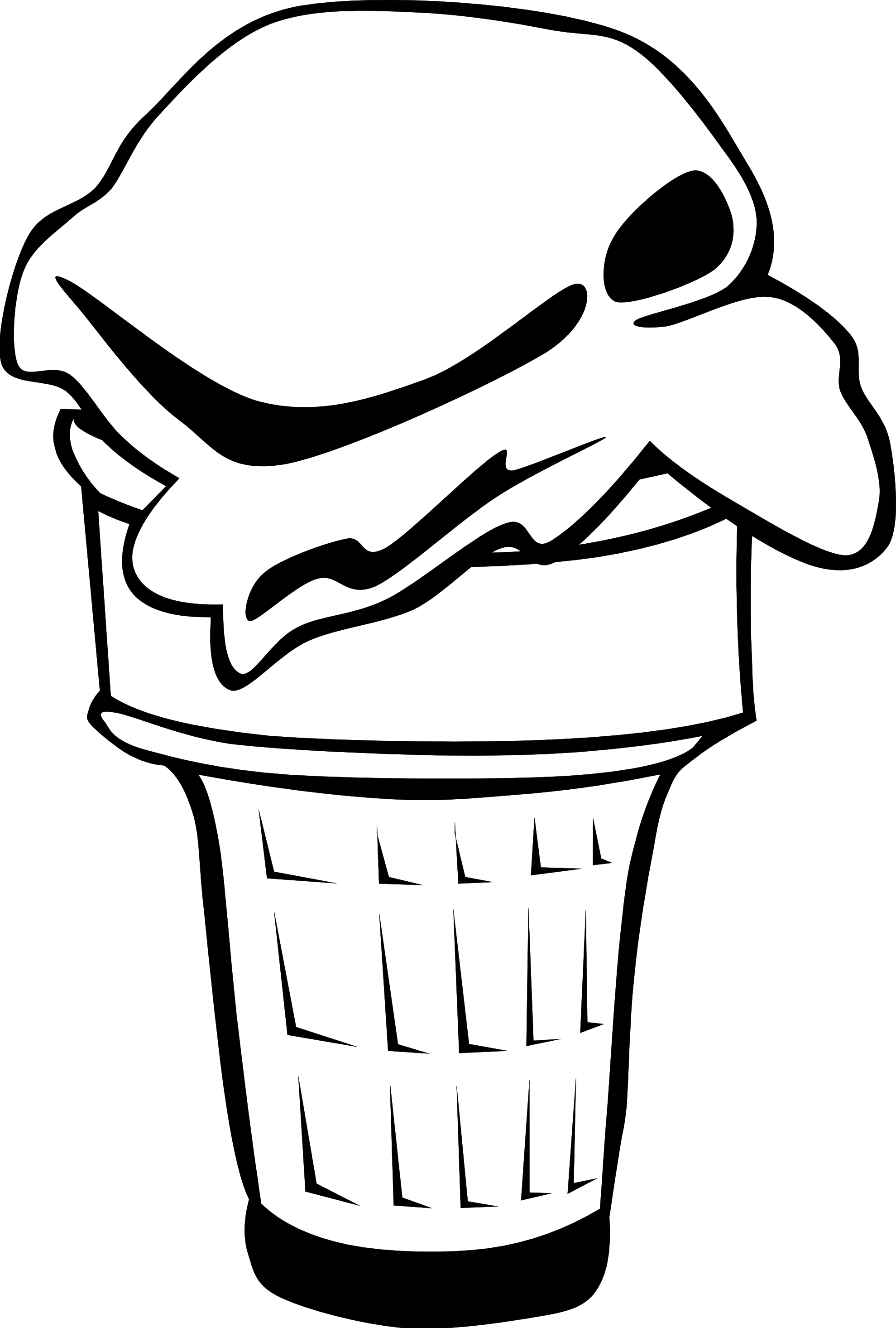 Ice Cream Clipart Black And White - Ice Cream Cone Clip Art (1979x2931), Png Download