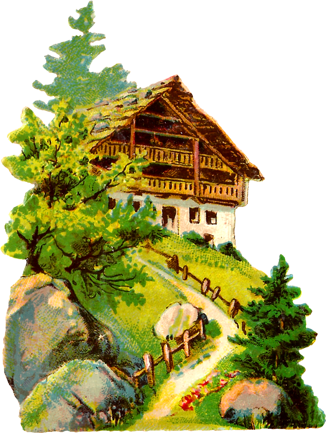 House Vintage Clipart - Un Estate In Montagna Elizabeth Von Arnim (1271x1600), Png Download