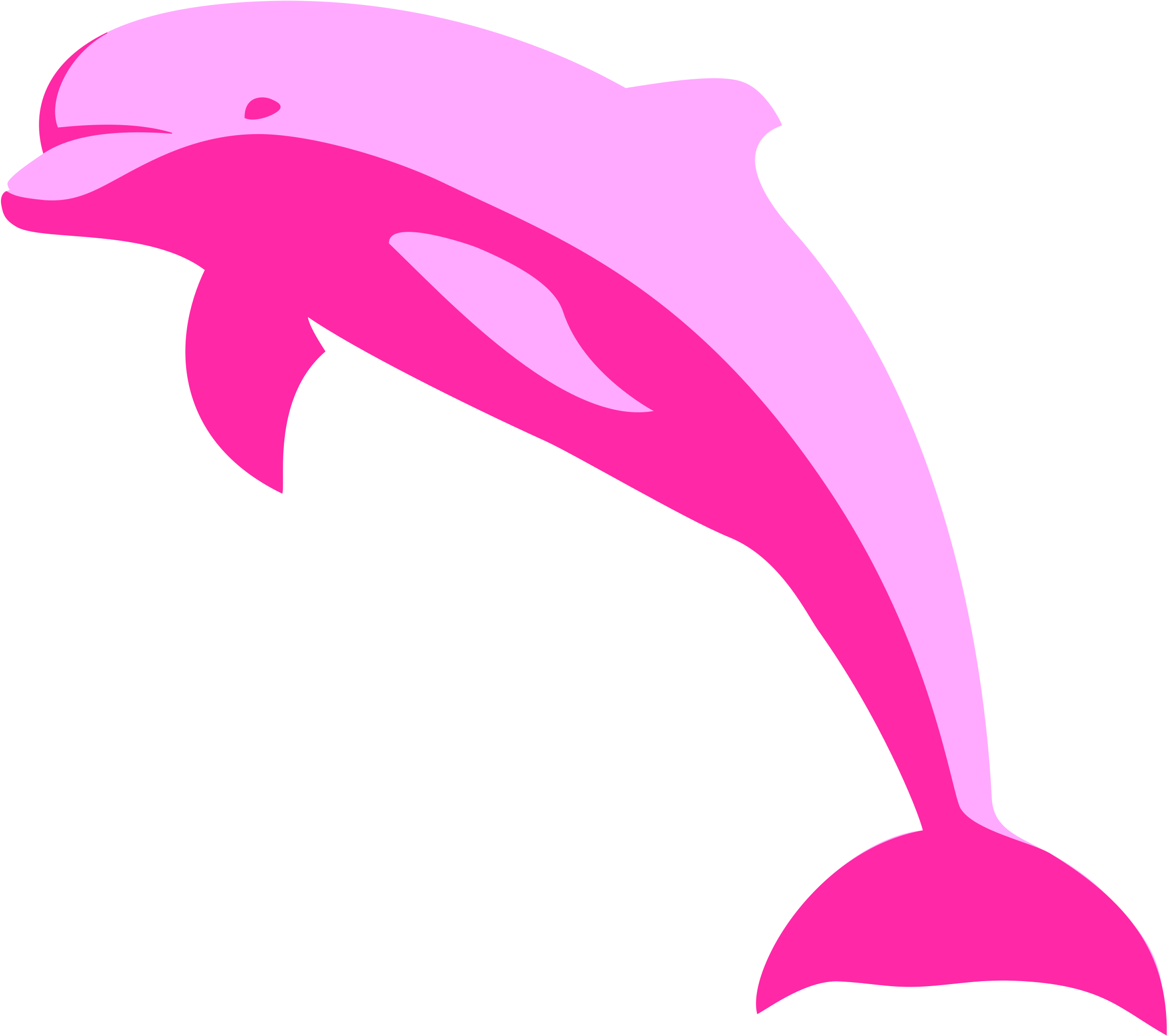 Pink Dolphin Clip Art At Clker - Pink Dolphin Png (600x533), Png Download