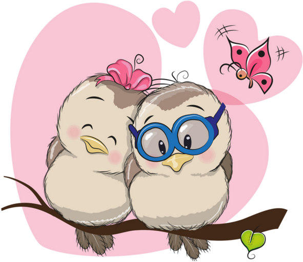 Madarak Állatok Pinterest Clip Art Scrapbooking Png - Cute Cartoon Characters In Love (600x600), Png Download