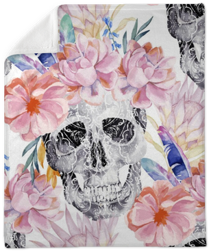 Watercolor Seamless Pattern With Skull, Peony, Protea - Satans Schwester-sammlung Mauspad (400x400), Png Download