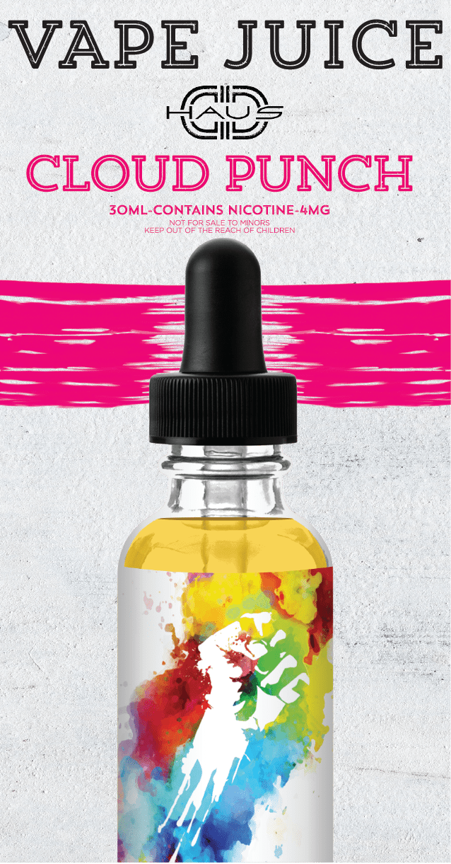 Cloud Punch Front Rb - Haus Vape Juice (638x1221), Png Download