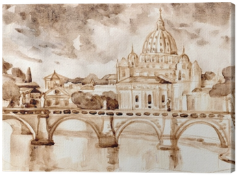 Bridge And Cathedral Of St - Watercolor Painting (400x400), Png Download