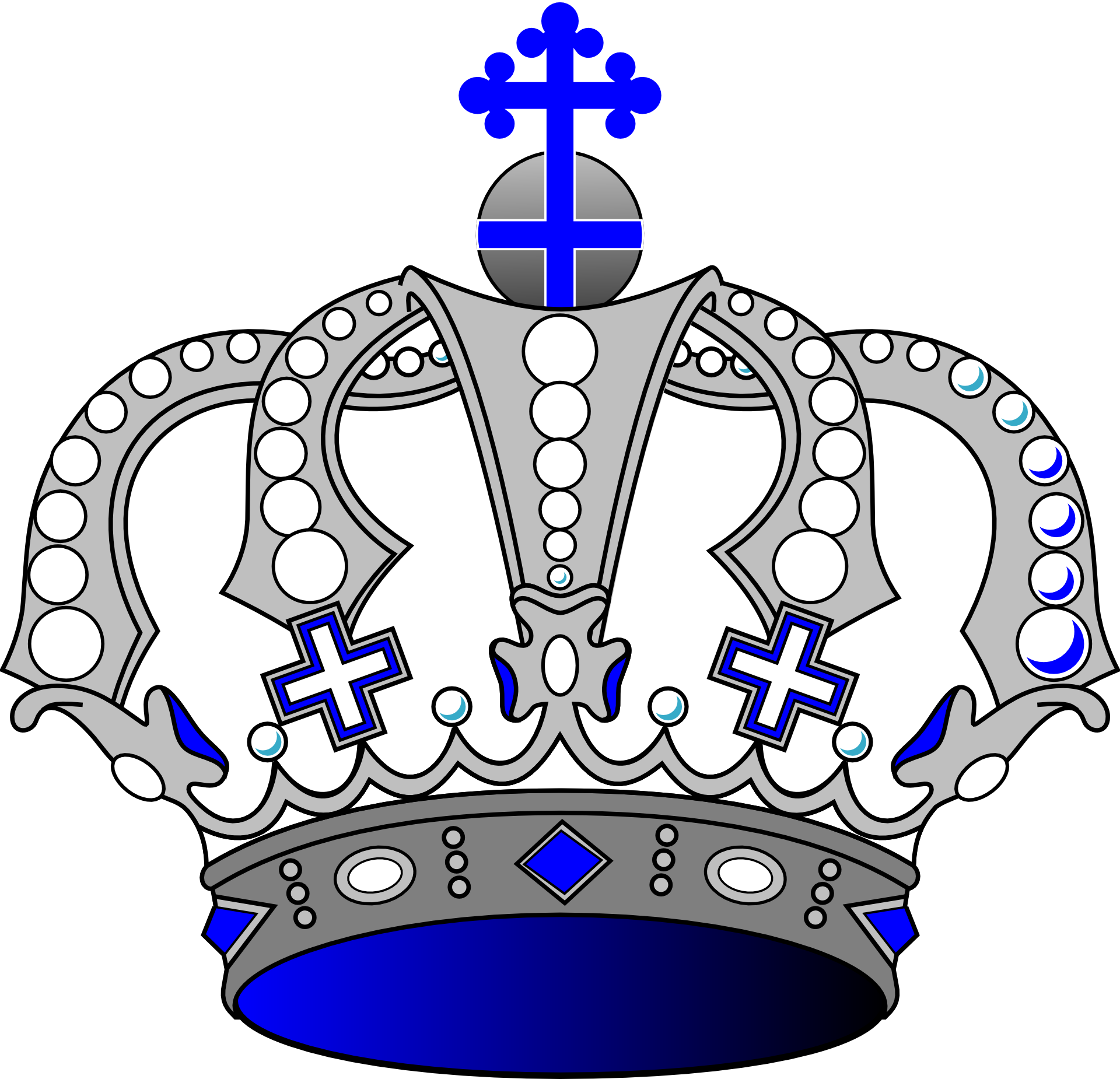 Blue King Crown Png - Blue And Silver Crown (747x720), Png Download