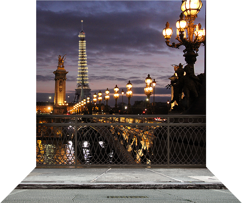 Paris Bridge With Eiffel Tower - Paris Backdrop (1000x1000), Png Download