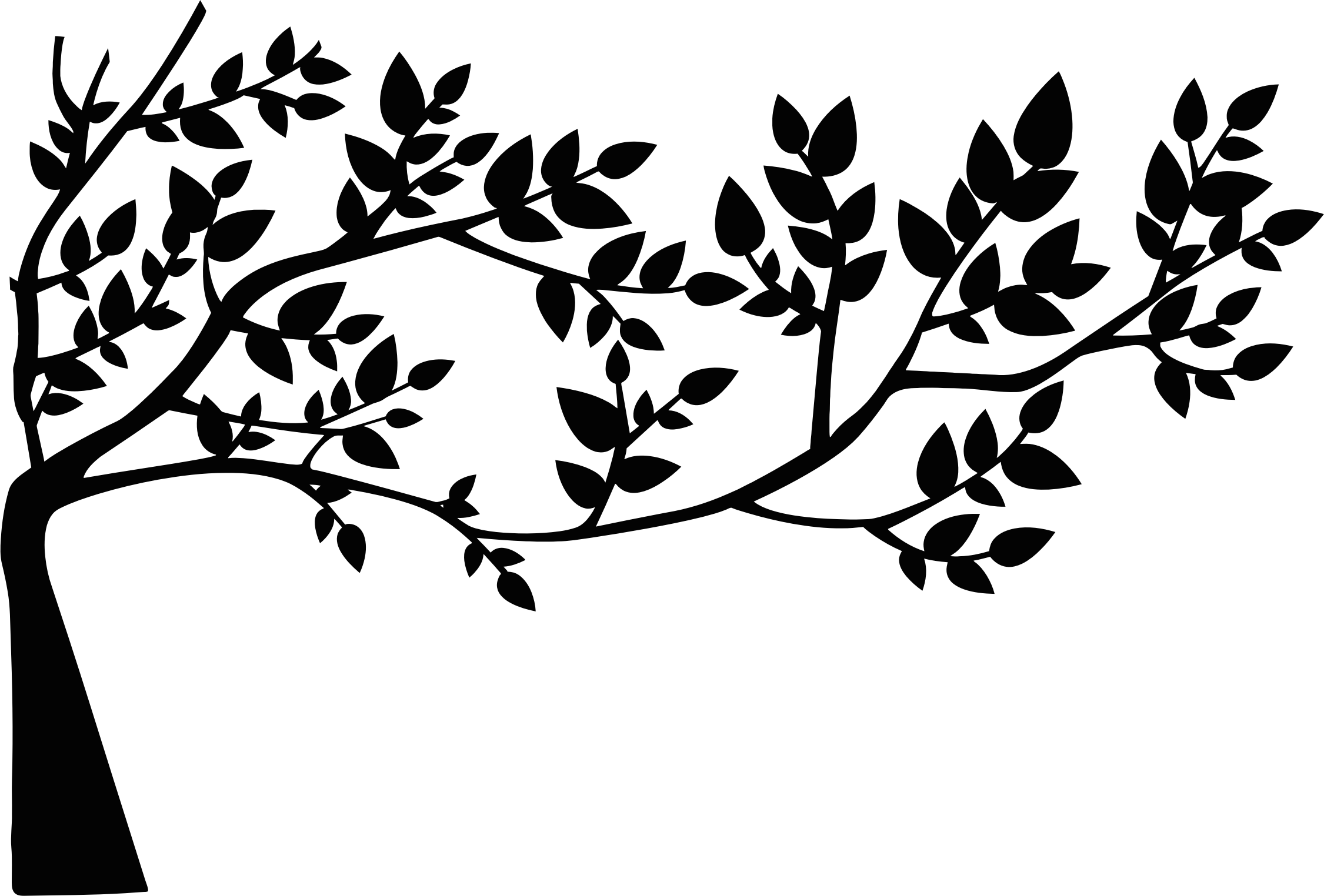 Leaf Clipart Silhouette - Tree With Leaves Silhouette (2251x1524), Png Download