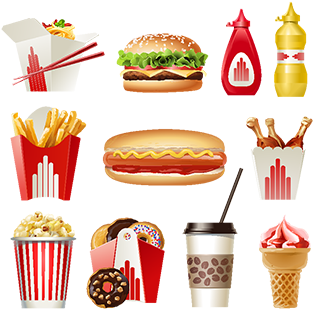 Set Beautiful Cartoon Icons Of Fast Food, Food, Fast, - Comida Rapida Caricatura (360x360), Png Download