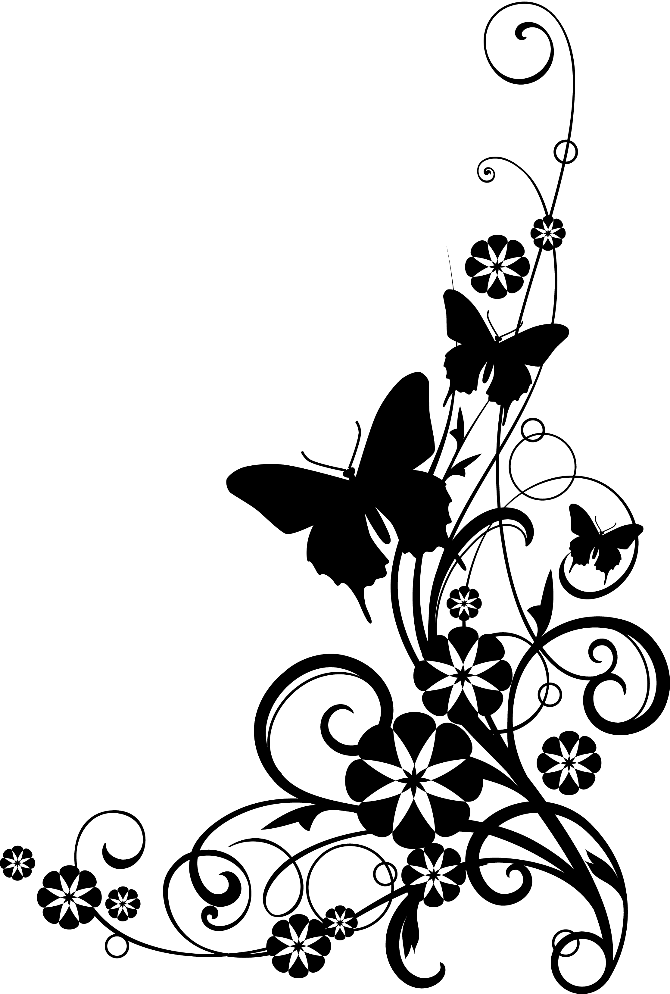 Black And White Flower Border Clipart - Flowers Clip Art Black And White Border (2225x3300), Png Download