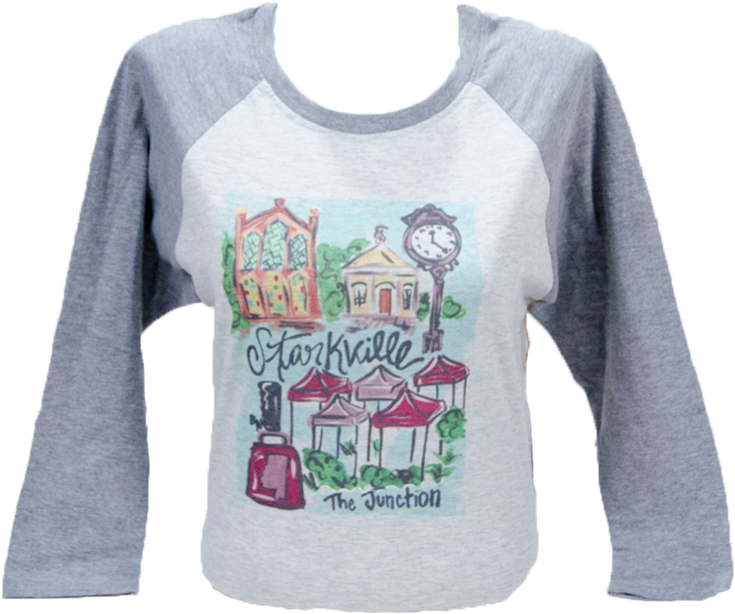 Starkville Watercolor Painting 3 Quarter Sleeve Tee - Long-sleeved T-shirt (800x800), Png Download