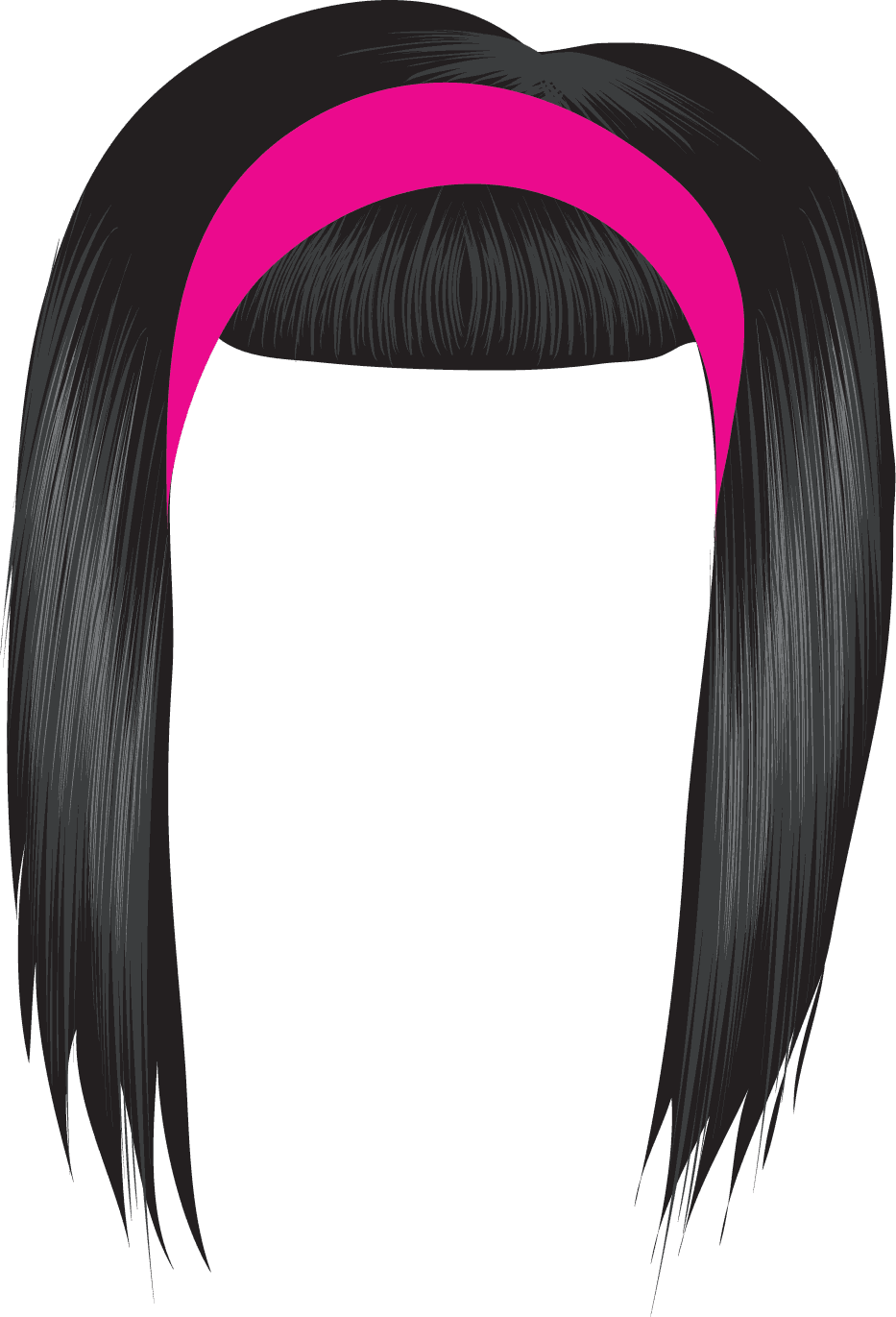 Dark Hair Clipart Black Hair Wig - Hair Clipart (933x1371), Png Download