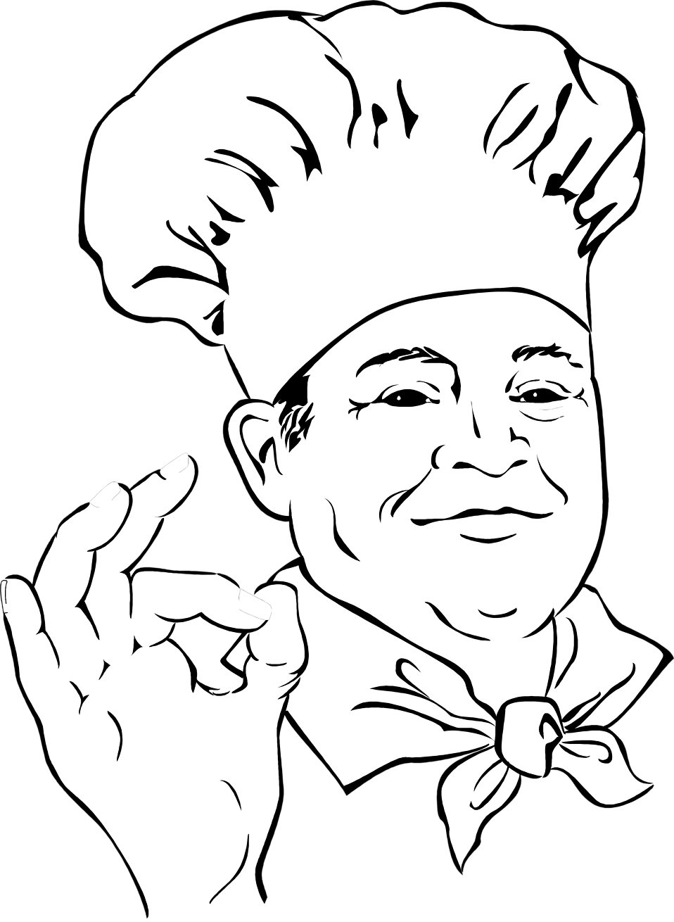 8402 Illustration Of A Chef Making An Ok Hand Gesture - Chef With Ok Hand (958x1310), Png Download