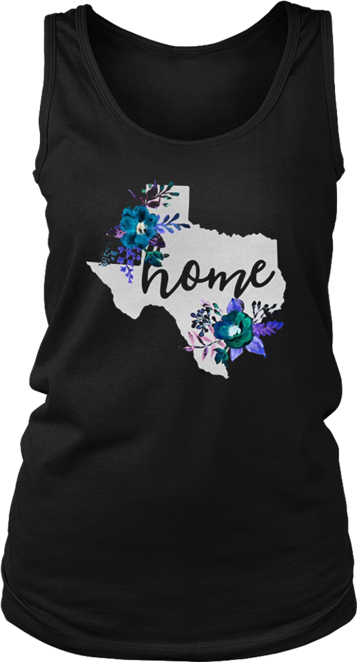 Texas Home Chalkboard Watercolor Flowers State T-shirt - Shirt (960x960), Png Download
