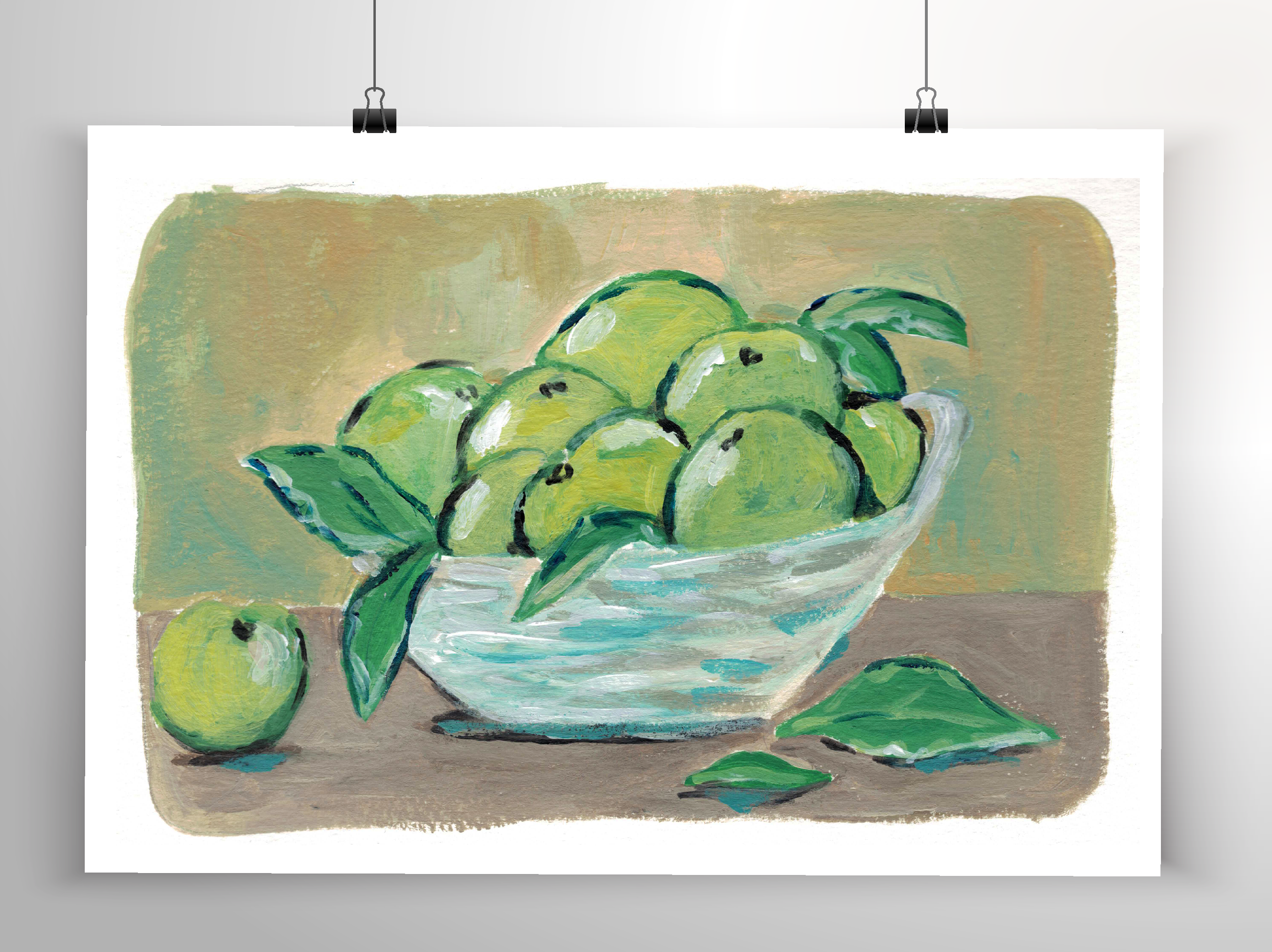 A Basket Of Fruits, Sketch, Gouache On Paper - Lime (2657x1989), Png Download