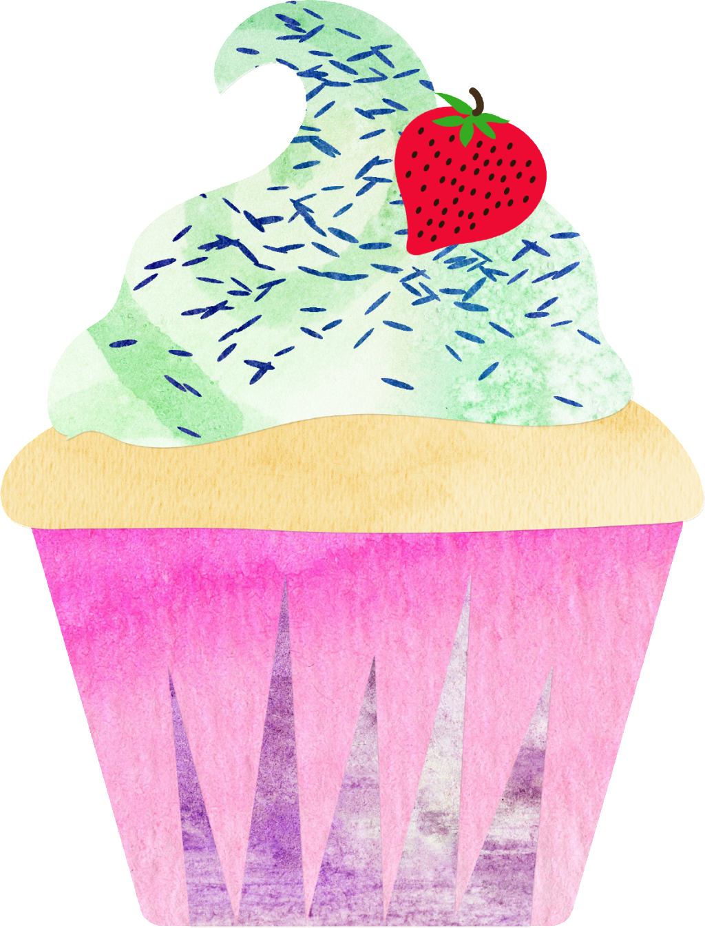 Hand Painted An Afternoon Tea Cake Png Transparent - Strawberry Ice Cream (1024x1347), Png Download
