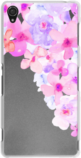 Bright Purple Watercolor Flowers Painted Floral Design - Artificial Flower (300x547), Png Download