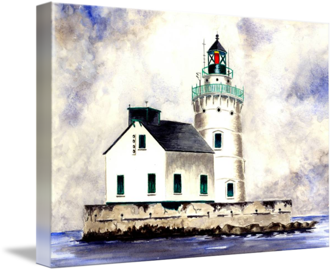 Drawing Lighthouse Watercolor - Gallery-wrapped Canvas Art Print 16 X 20 Entitled Ohio (650x529), Png Download