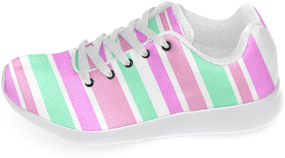 Running Shoes Pink Green Striped Pattern - Skate Shoe (500x500), Png Download