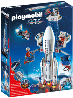 Space Rocket With Launch Site - Base De Lancement Playmobil (480x336), Png Download
