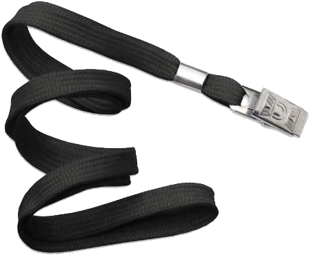 Badge Lanyards - Black Lanyard Bulldog Clip (600x400), Png Download