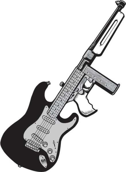 Share This Image - Electric Guitar Black And White (439x600), Png Download