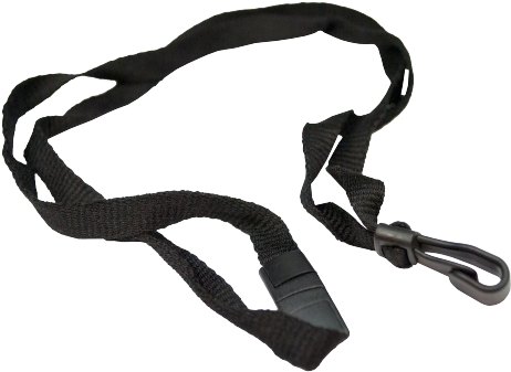 Black 7/16" X 35" Breakaway Lanyard With Plastic Hook - Black Lanyard Plastic (500x588), Png Download
