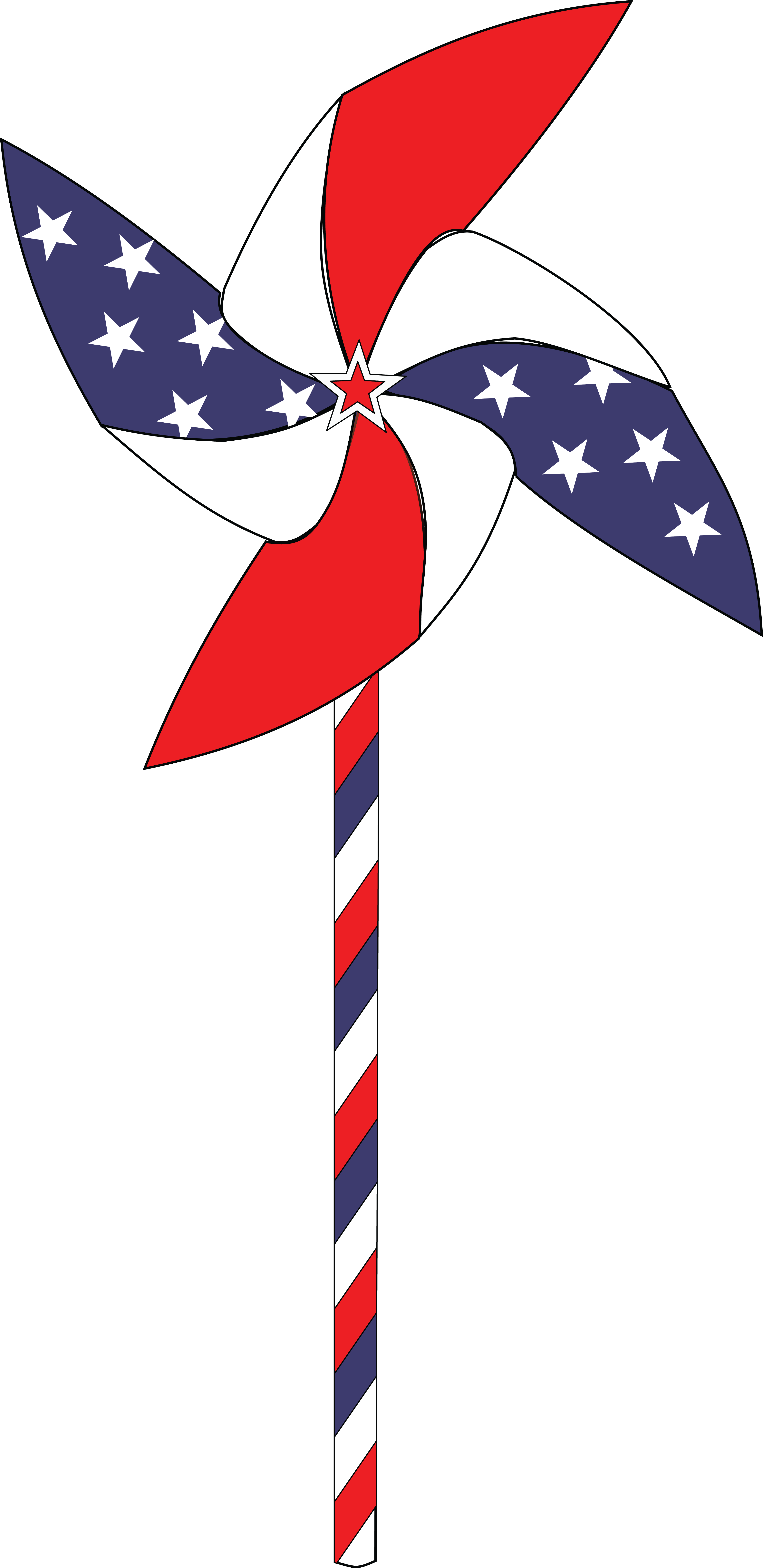 Free Of A Usa Pinwheel - Patriotic Clipart (3894x8000), Png Download