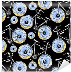 Watercolor Seamless Pattern Bicycles With Donuts Wheels - Bicycle (400x400), Png Download