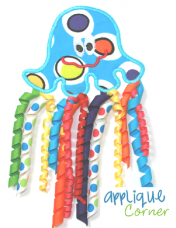 Jellyfish Ribbon Applique Design - Christmas Dump Truck With Tree, Gift, Ornament 6 (450x450), Png Download