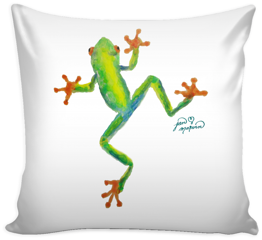 Frog Pillow Cover 16" - Watercolor Frog (1024x1024), Png Download