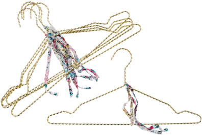 Set Of 5 Gold Hangers With Fabric Ribbon Decor - Rice Decorative Accessory - Clhan-5gold Lot5 - Yellow (480x480), Png Download