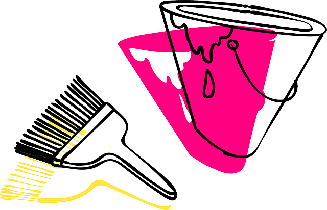 Paint, Brush, Paintbrush, Tool, Bucket, Line Art - พู่กัน Png (640x412), Png Download