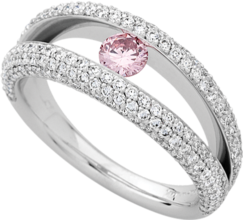 Tension Set Argyle Pink Diamond Ring C952 - Pink Argyle Diamond Jewellery (500x500), Png Download