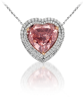 Heart-shaped Diamond Necklace - Necklace (390x337), Png Download