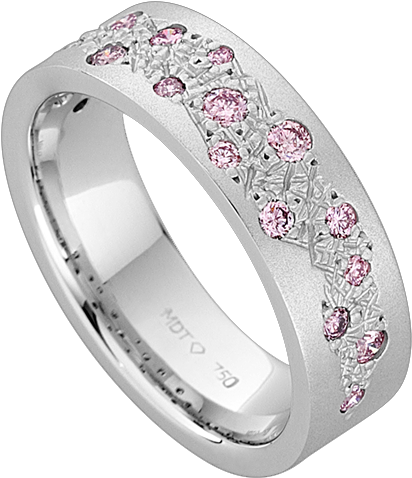 Random Set Dress Ring With Argyle Pink Diamonds C915 - Argyle Pink Diamond Ring Bands (500x500), Png Download