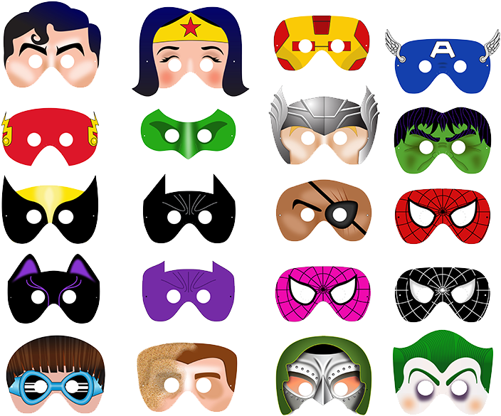 20 Printable Superhero Masks $28 - Girl Super Hero Masks (750x750), Png Download