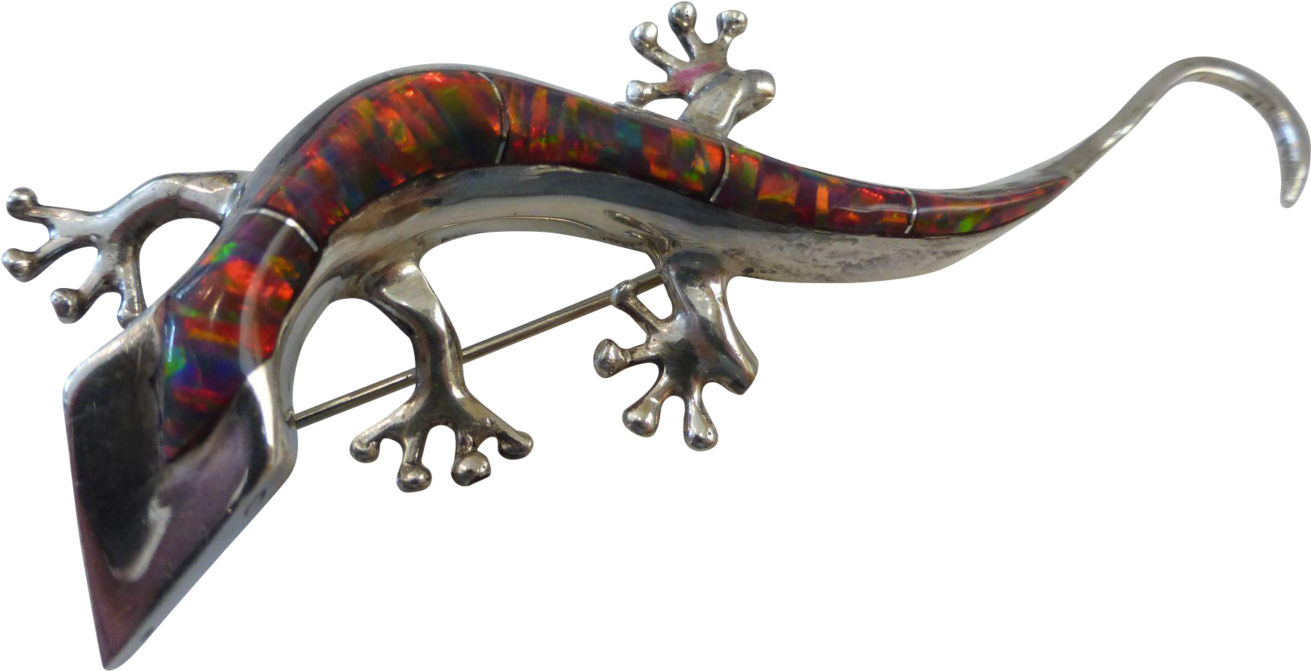 Sterling Silver Confetti Art Glass Inlay Gecko Brooch - Gekkonidae (1838x1838), Png Download