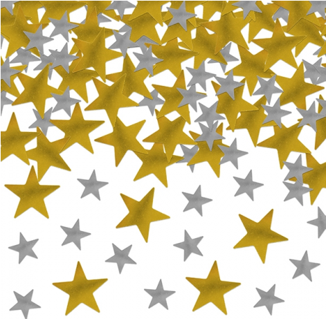 Confetti Stars Gold And Silver - Estrellas Doradas Y Plateadas (736x460), Png Download