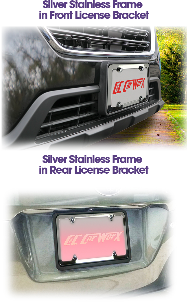 Your Choice Of Silver Stainless Or Black Stainless - C&c Car Worx Rp-14 Universal Rear License Plate (650x1094), Png Download